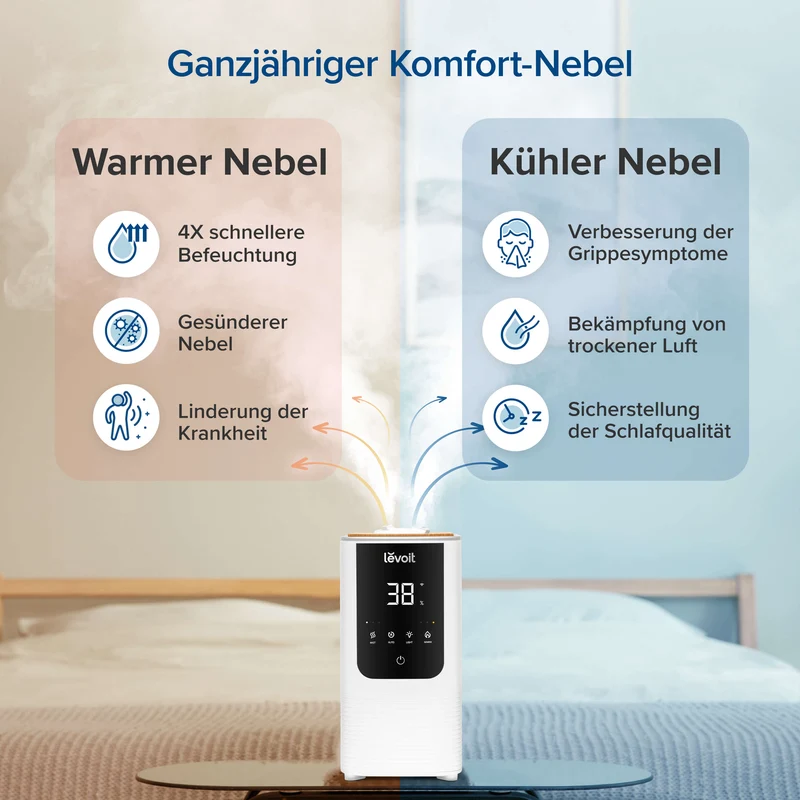 Levoit OasisMist 450S Smarter Luftbefeuchter mit Warm- und Kaltnebel