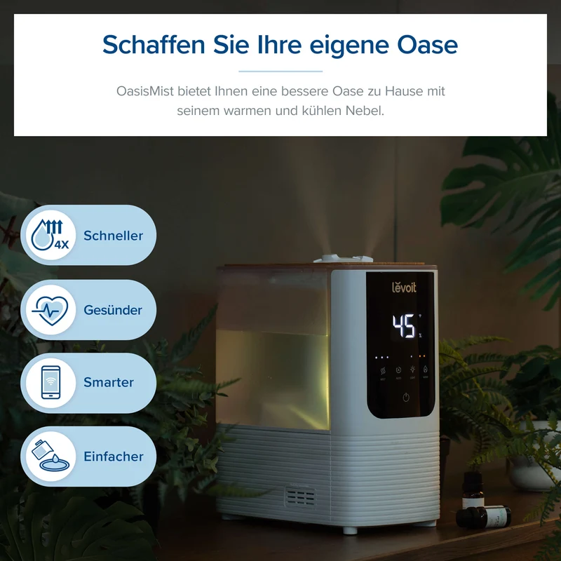 Levoit OasisMist 450S Smarter Luftbefeuchter mit Warm- und Kaltnebel