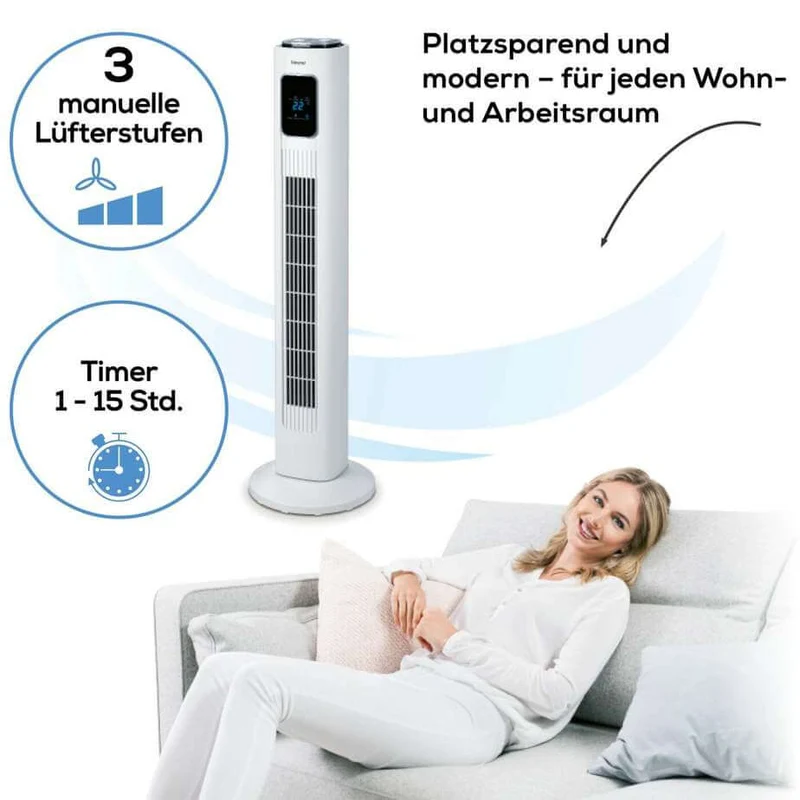 Turmventilator mit Fernbedienung und Timer – leise & oszillierend