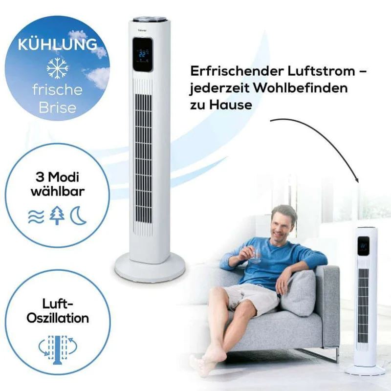 Turmventilator mit Fernbedienung und Timer – leise & oszillierend