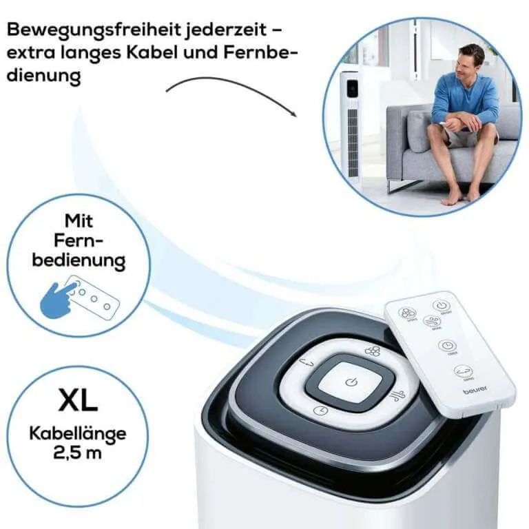 Turmventilator mit Fernbedienung und Timer – leise & oszillierend