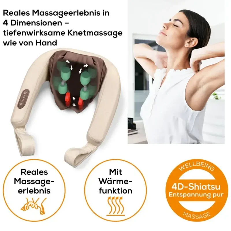 Nacken Massagegerät 4D mit Wärmefunktion für Entspannung