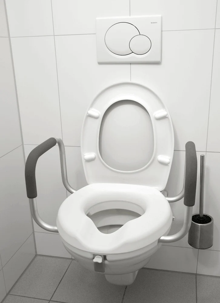 WC Toilettensitzerhöhung mit Haltegriffen rutschfest