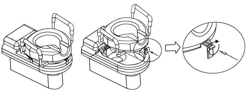 WC Toilettensitzerhöhung mit Haltegriffen rutschfest