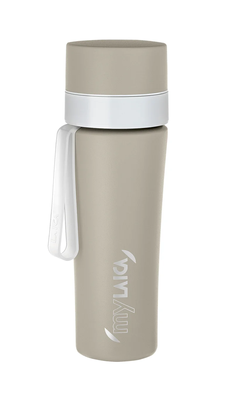 Laica steel drinking bottle with water filter - filter while you drink - beige, red or green