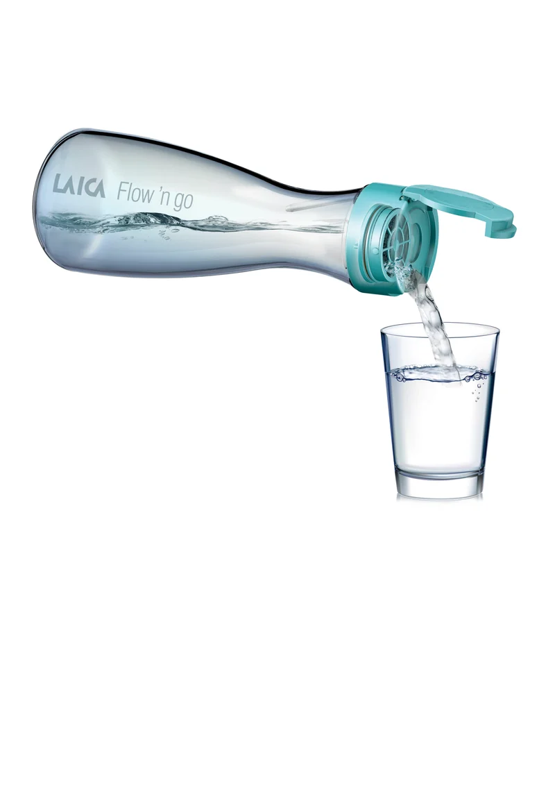 Laica water bottle flow'n go with 1 x fast disk water filter - filter while you pour