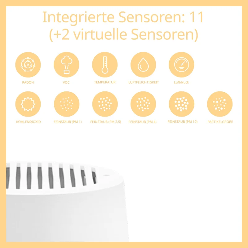 air-Q radon science - Luftanalysator (5 Sensoren + Science Option + zusätzlich CO2 und Feinstaub Sensor)