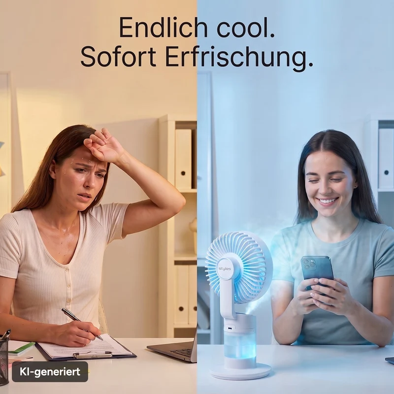 Dia 3-in-1 Akku-Tischventilator, Lüftkühler mit Ambientelicht