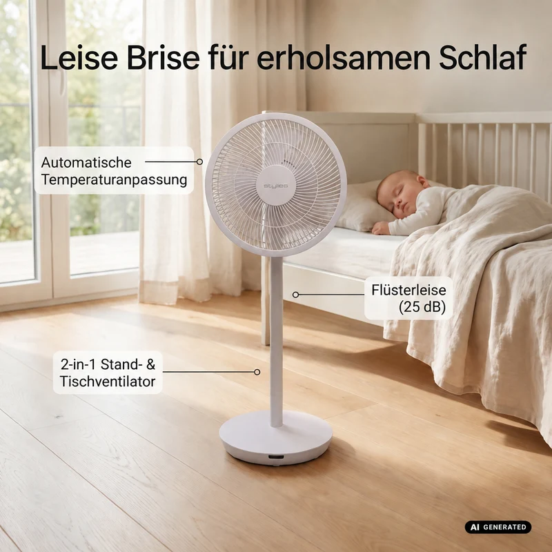 Antila 2-in-1 Stand- & Tischventilator mit Fernbedienung