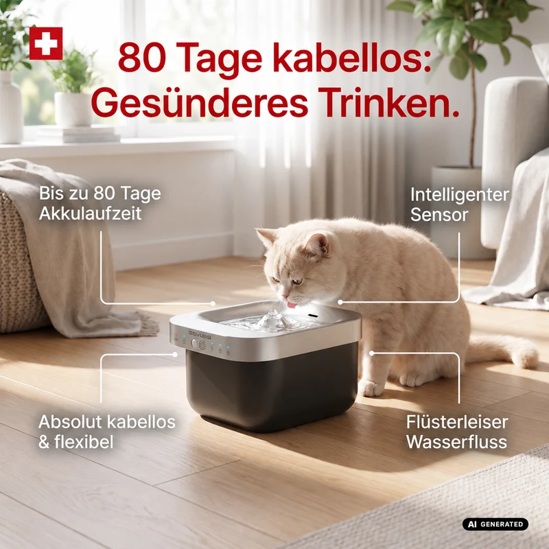 Fontanus Kabelloser Trinkbrunnen für Katzen & Hunde