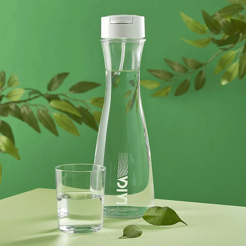 Glass water bottle Laica flow'n go GlaSSmart with 3 x fast disk water filter - filter while you pour