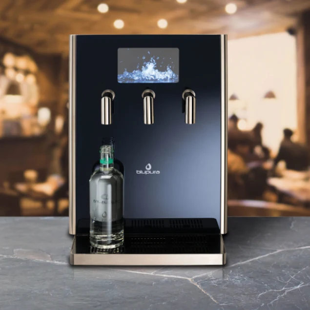 Blupura Bluglass Plus water cooler (80 liters per hour) - Luxury design water cooler with carbonation