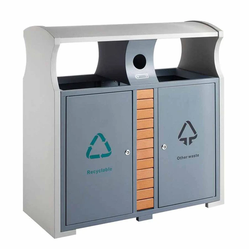 Outdoor waste bin with waste separation 2 x 39 Ltr.