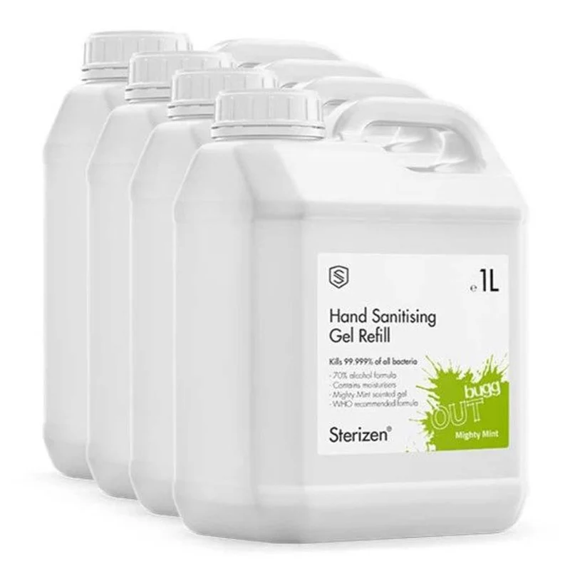 Hand disinfection gel refill pack | 4 x 1 liter Hand gel | Best hand hygiene | For X4 and X5 disinfection column