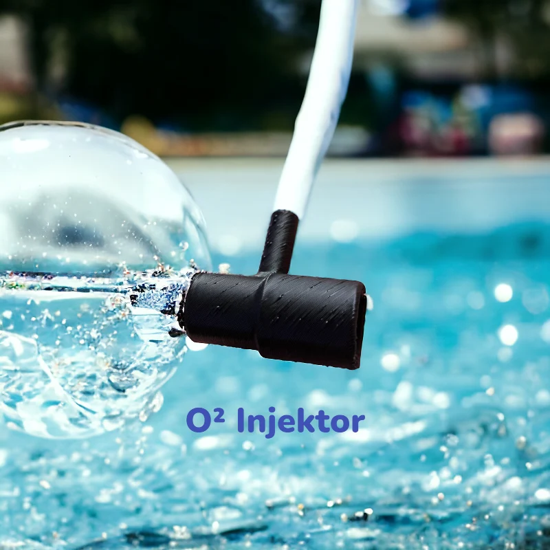 O² Injektor Set- Sauerstoffdüse und Schlauchklemme für Filter mit Pat-Mini Antrieb