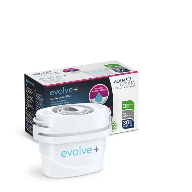 Aqua Optima Evolve+ single life water filter 3pack | 3 x 100 liter | Replacement filter Aqua Optima, Brita® Maxtra®, Maxtra+®