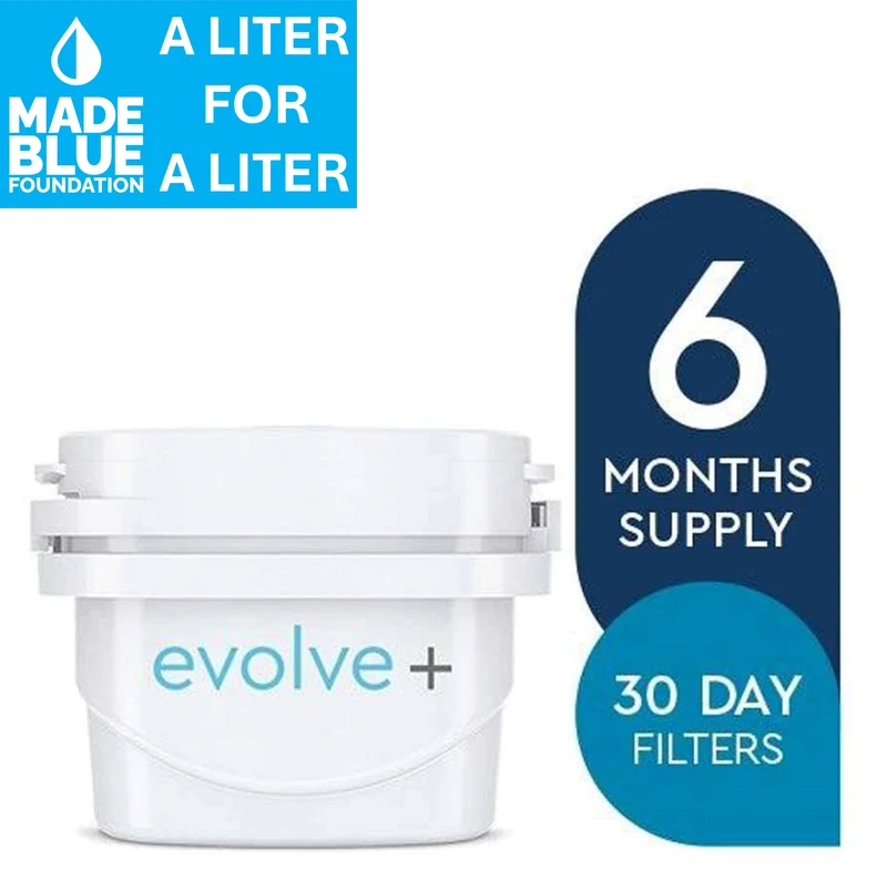 Aqua Optima Evolve+ single life water filter 6pack | 6 x 100 liter | Replacement filter Aqua Optima, Brita® Maxtra®, Maxtra+®