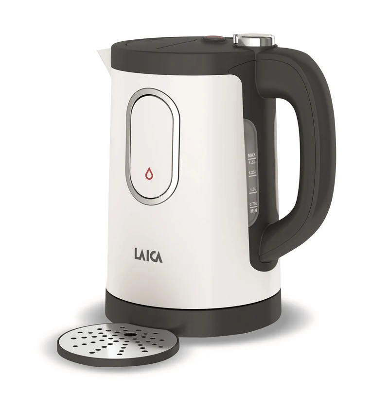 Laica Dual Flo 2-in-1 kettle & 1-cup hot water tap - sustainable energy-efficient kettle 1,5 liter - with 'one cup' hot water dispenser - white