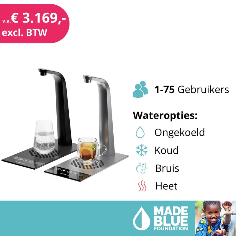 Habit Tap T3 built-in mains water cooler with hot water and energy-efficient EcoMode - sparkling water optional | 1 to 75 users (50 or 80 litres / hour)