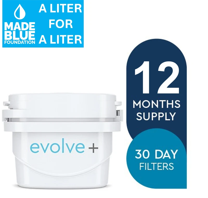 Aqua Optima Evolve+ single life water filter 12pack | 12 x 100 liter | Replacement filter Aqua Optima, Brita® Maxtra®, Maxtra+®