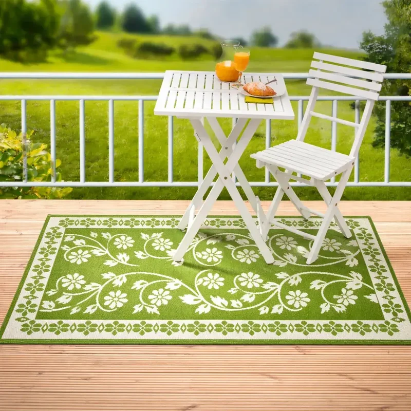 Outdoor-Wendeteppich grün – robuster Bodenbelag für Balkon & Terrasse