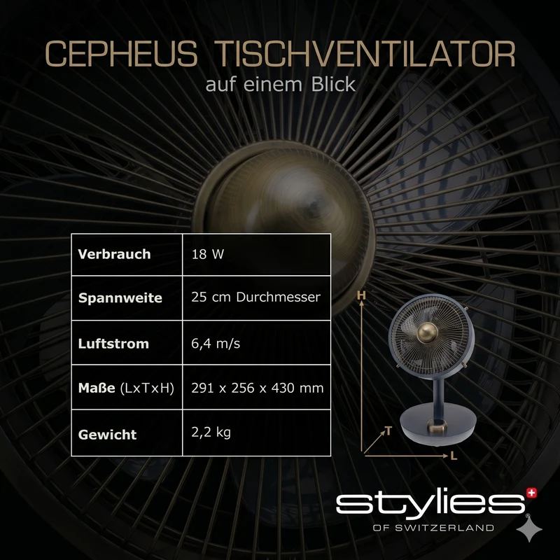 Cepheus Metall-Tischventilator - Testsieger