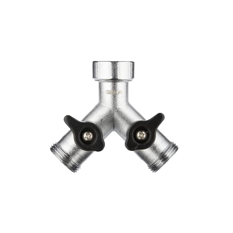 Water distributor 2 way – y-piece tap splitter – chrome plated brass