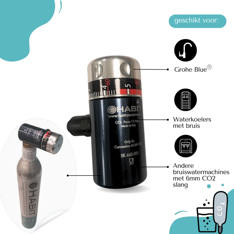 Habit CO₂ adapter / pressure reducer – switch to affordable standard 425 gram CO₂ cylinders