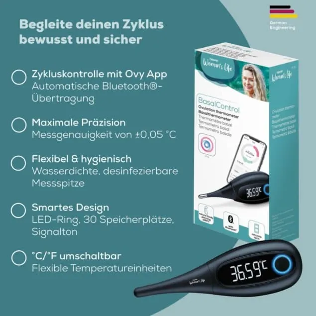Digitales Basalthermometer mit App zur Zykluskontrolle