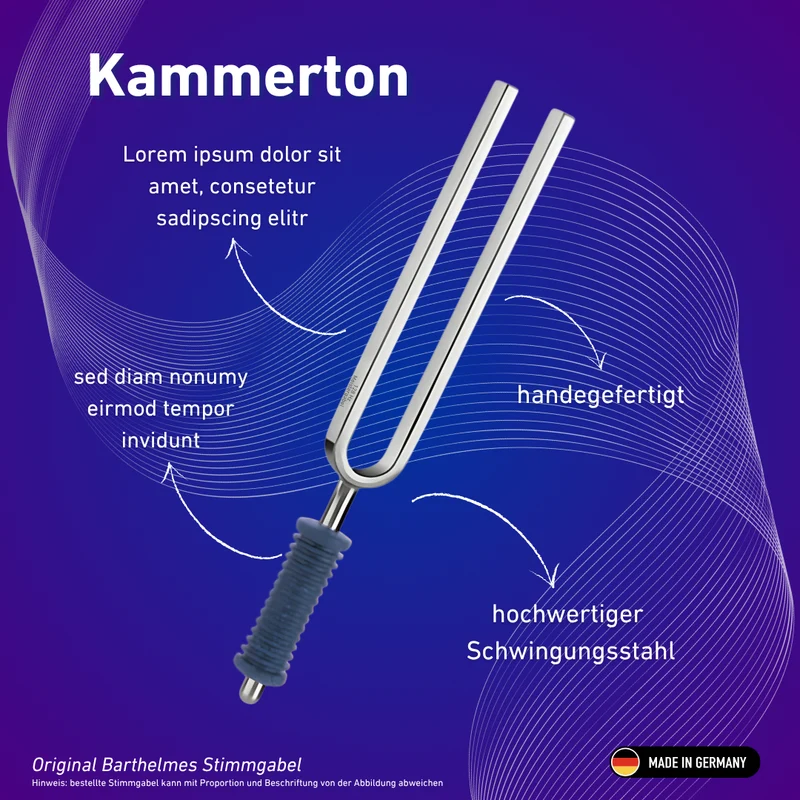 Stimmgabel Kammerton mit blauem Griff 432 Hz | Art.-Nr. KO 432/7-KB