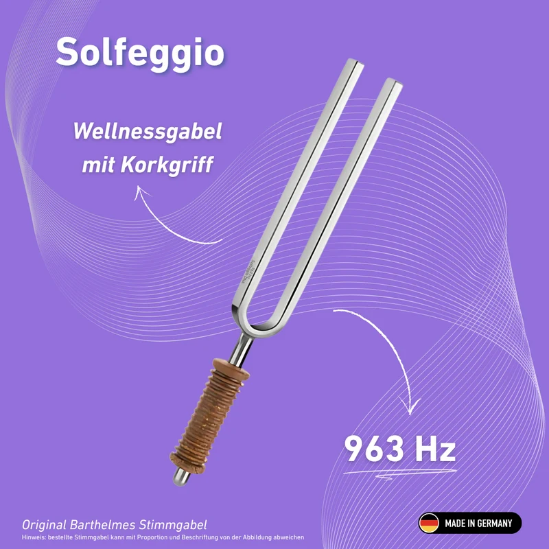Stimmgabel Solfeggio Wellness mit Korkgriff 963 HZ | Art.-Nr. 220187