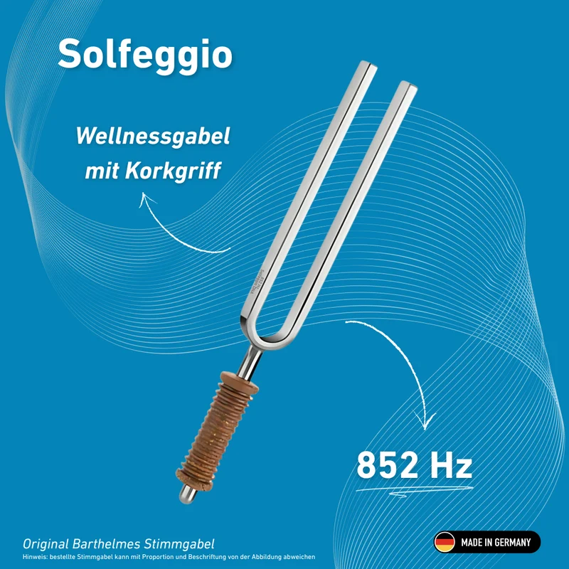 Stimmgabel Solfeggio Wellness mit Korkgriff 852 HZ | Art.-Nr. 220185