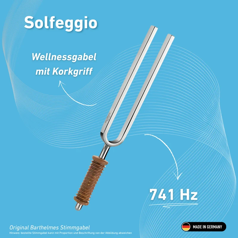 Stimmgabel Solfeggio Wellness mit Korkgriff 741 HZ | Art.-Nr. 220175