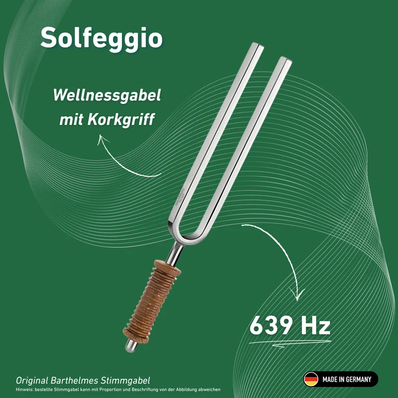Stimmgabel Solfeggio Wellness mit Korkgriff 639 HZ | Art.-Nr. 220181
