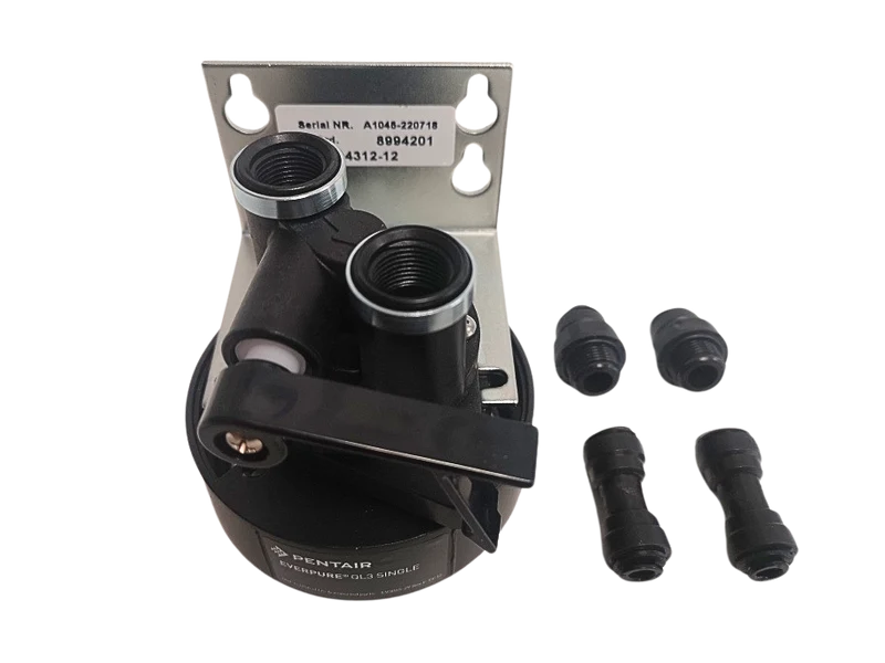Everpure QL3B Filter head EV4312-13, incl. 2 x 8 mm push-in coupling and 2 x 8 to 6 mm reducing push-in coupling