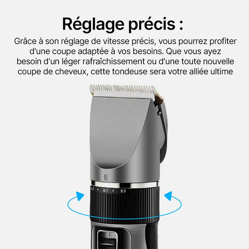 Tondeuse électrique pour hommes / Rechargeable / Tondeuse barbe sans fil / Lame en titane auto-affûté / Avec 4 sabots, un peigne, une brosse & une éponge
