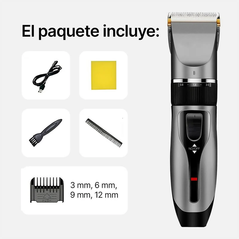 Cortapelos para hombres / Rueda de precisión de 5 niveles / Recargable / 4 peines guía y peine incluido / Para cabello, barba, vello corporal