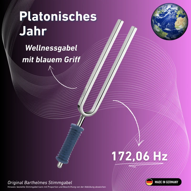 Original Barthelmes Stimmgabel Platonisches Jahr Wellness mit blauem Griff 172,06 Hz | Art.-Nr. 220129