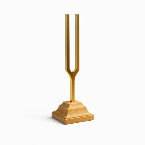 Goldene Stimmgabeln a1 440 Hz auf Holzsockel