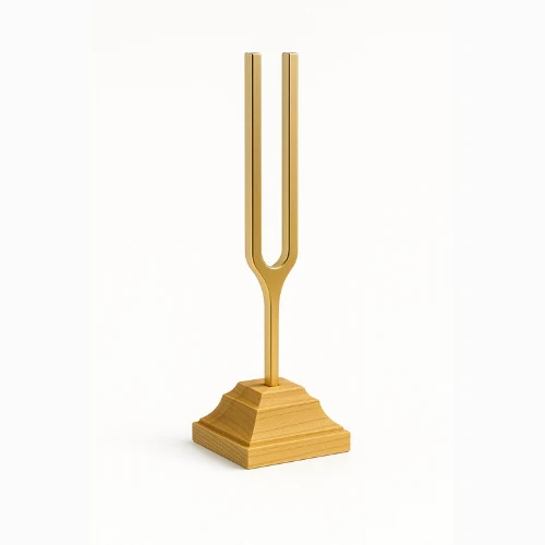 Goldene Stimmgabeln a1 440 Hz auf Holzsockel