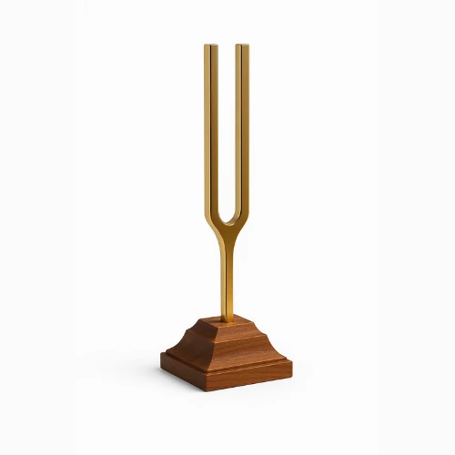 Goldene Stimmgabeln a1 440 Hz auf Holzsockel