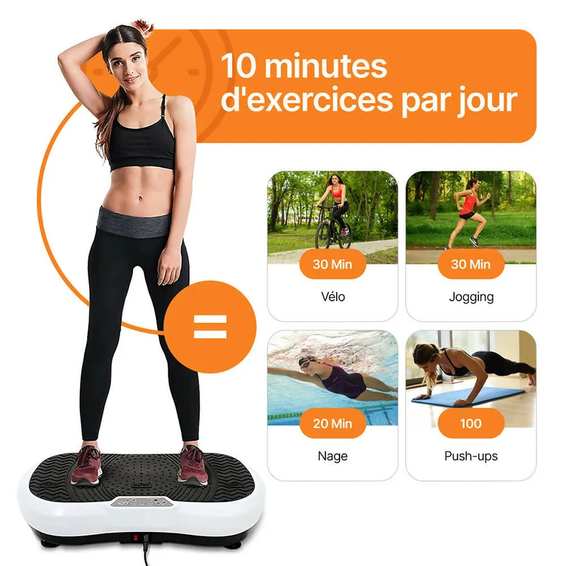 Plateforme vibrante fitness / 180 niveaux d'entraînement / Avec télécommande & 2 bandes de résistance / Perte de graisse et entraînement de fitness à domicile