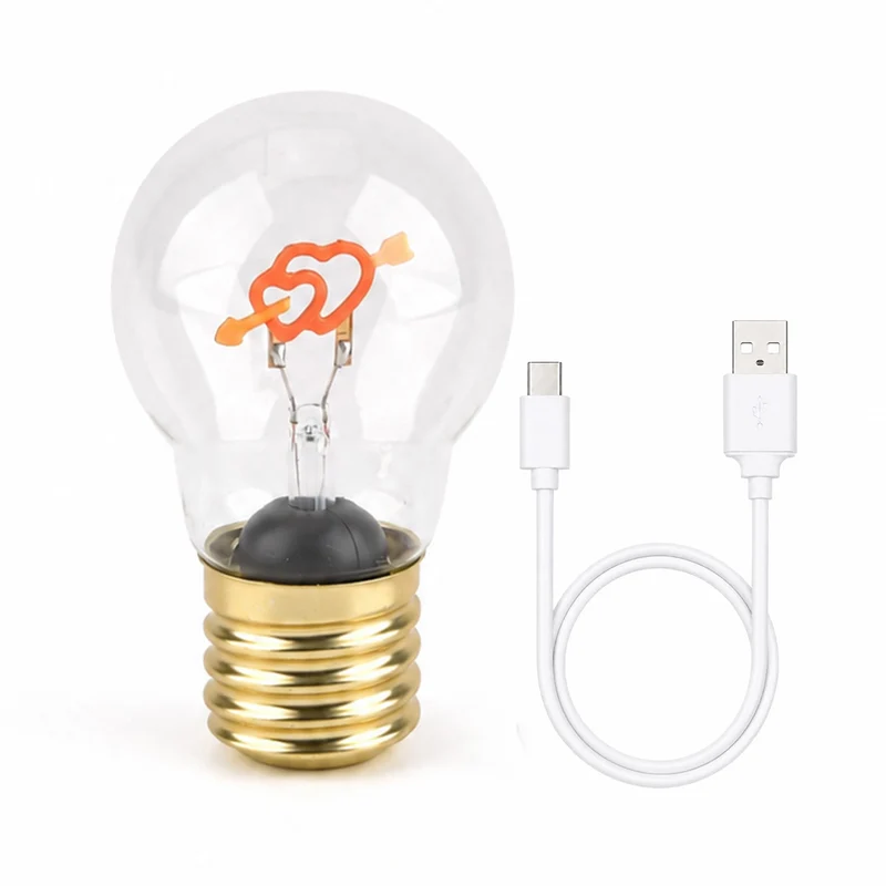 LIVMORE LED-Dekoleuchte in Glühbirnenform mit Kussmundmotiv, USB-C-aufladbar, 6,5x12cm, Rot