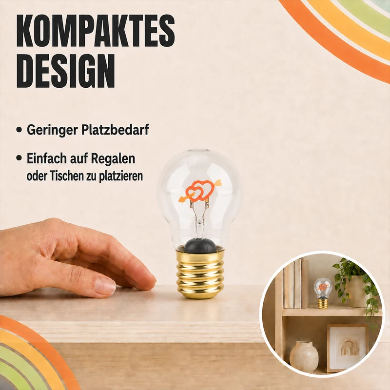 LIVMORE LED-Dekoleuchte in Glühbirnenform mit Kussmundmotiv, USB-C-aufladbar, 6,5x12cm, Rot