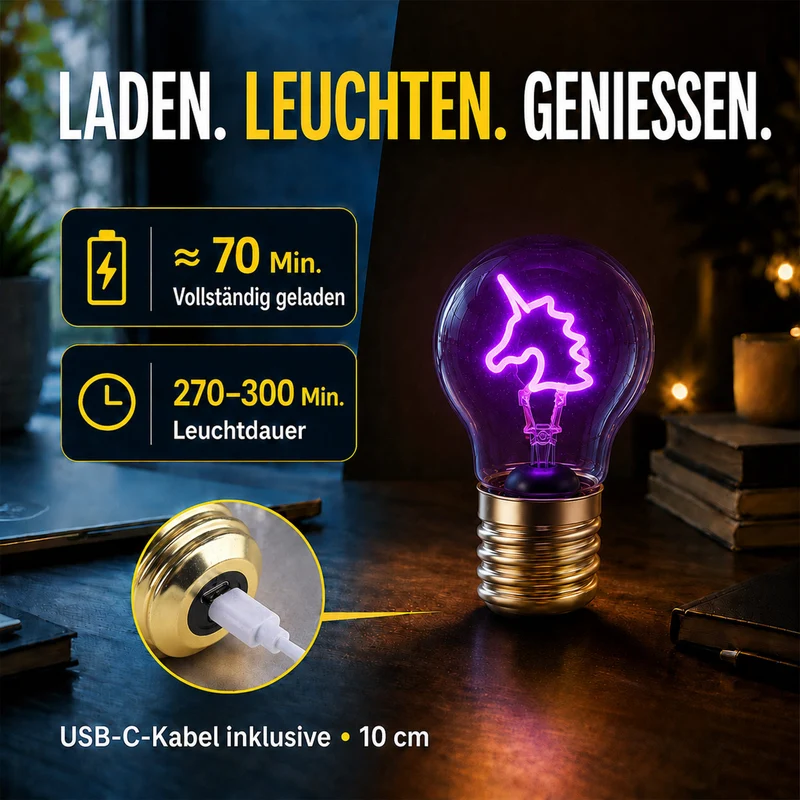 LIVMORE LED-Dekoleuchte in Glühbirnenform mit Kussmundmotiv, USB-C-aufladbar, 6,5x12cm, Rot