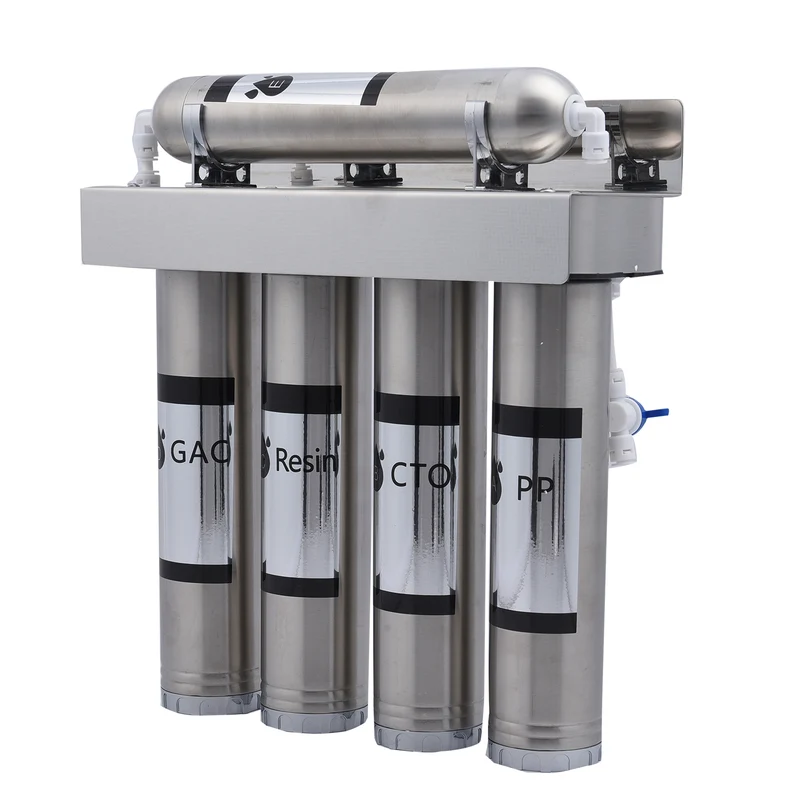 5-stufiger Wasserreiniger mit PP-, CTO-, Harz-, GAC-, UF- und PP-Baumwoll-Filtern