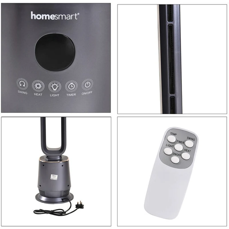 Homesmart - Multifunktionaler Ventilator mit LED-Licht und Wärmefunktion, 1000/2000W