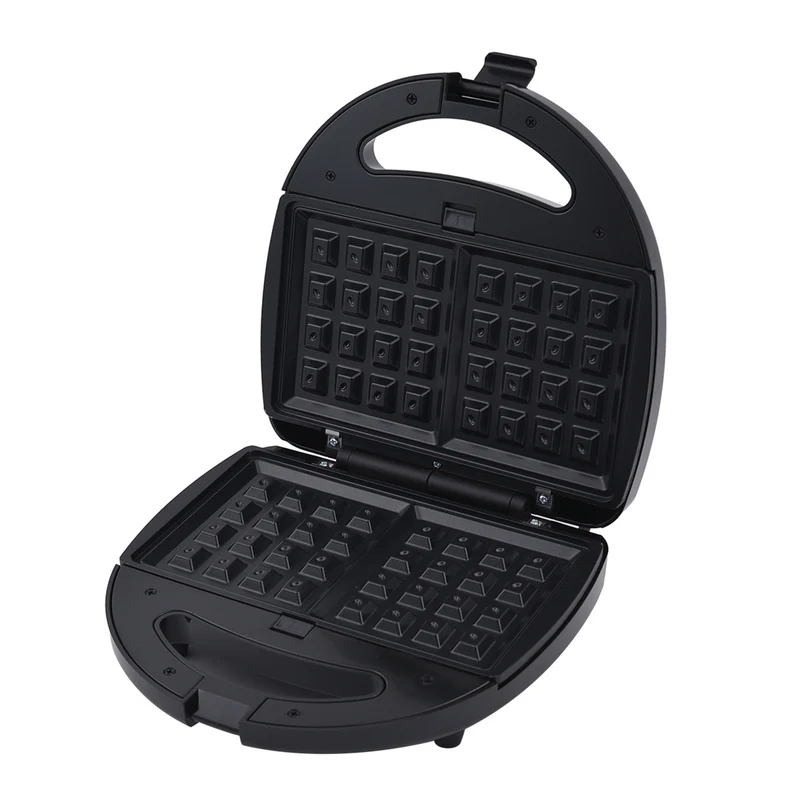 HOMESMART - tragbarer Sandwichmaker mit 3 austauschbaren Einsätzen, Größe 24x23x9 cm, Schwarz