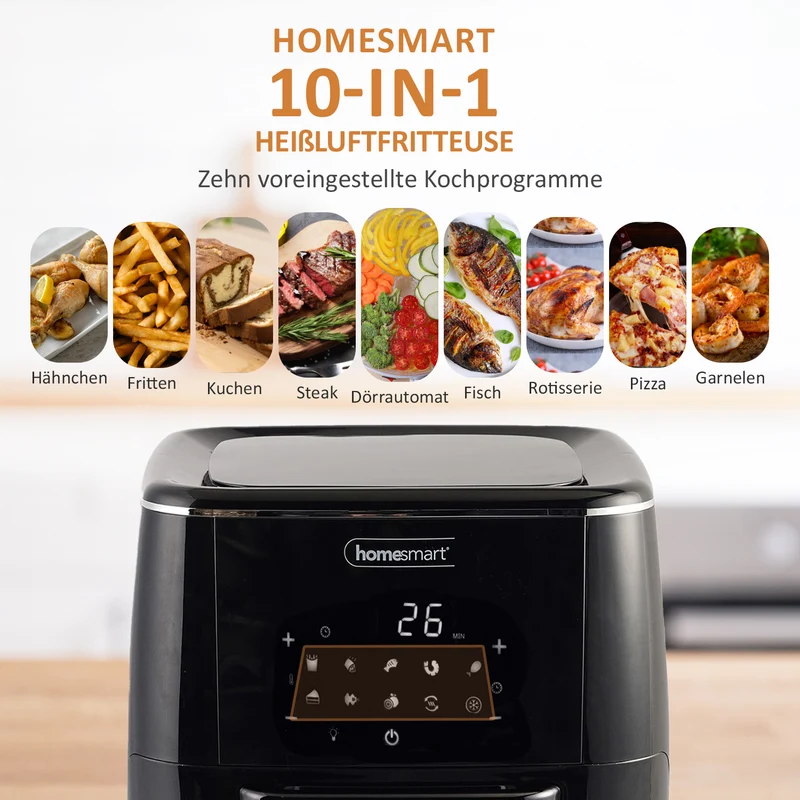 HOMESMART - 10-in-1 Heißluftfritteuse, 13 L Kapazität, 1700 W
