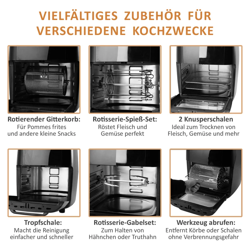 HOMESMART - 10-in-1 Heißluftfritteuse, 13 L Kapazität, 1700 W